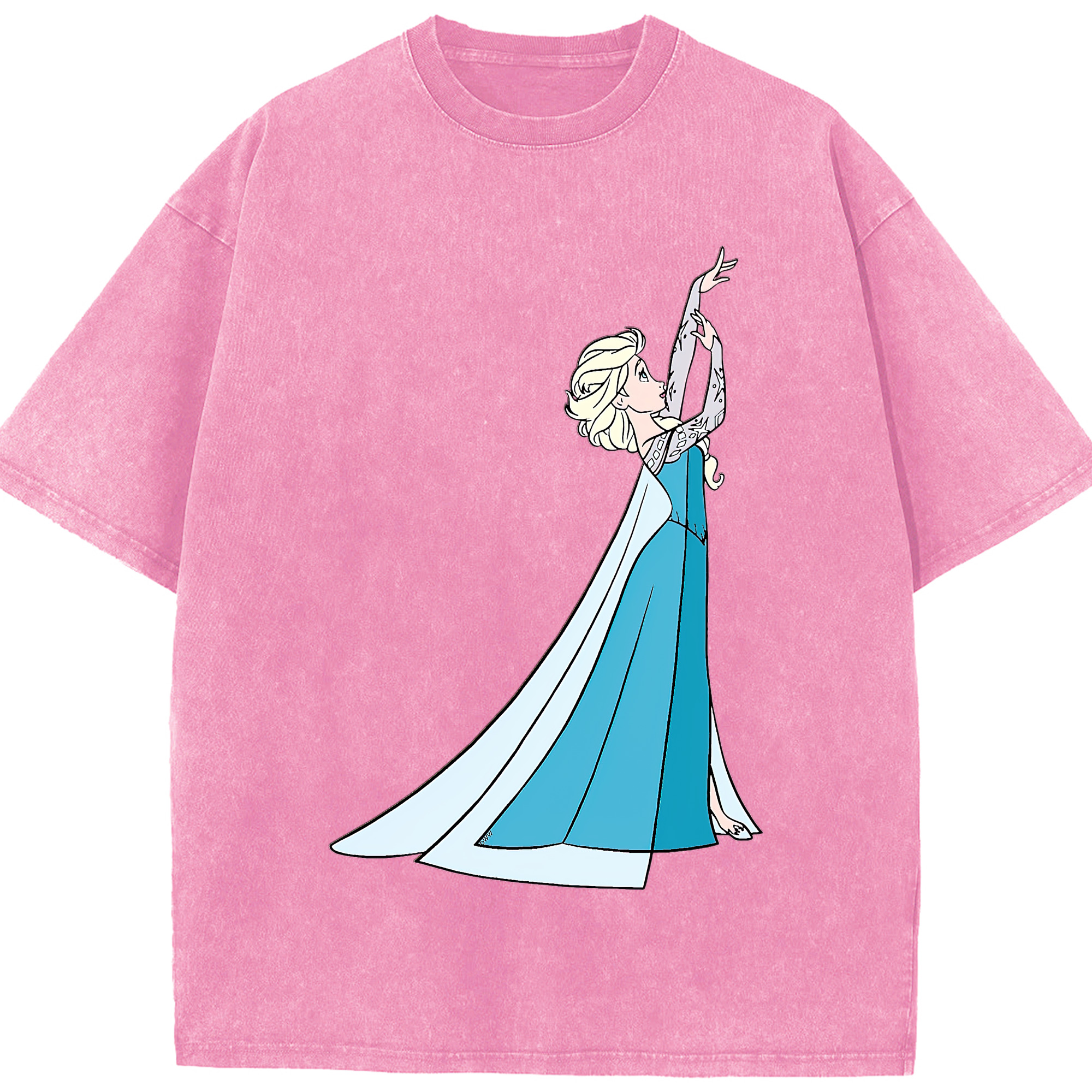 （画像用） アナと雪の女王 アンナ エルサ Frozen Anna Elsa 綿100% ヴィンテージ風 半袖Tシャツ（フロントプリント）